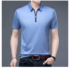 T-shirts de couleur unie pour hommes pour l'hiver Nouveaux classiques de bureau de golf anti-rides avec impression numérique à col rabattu - Product Image 3