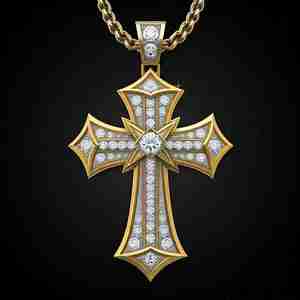 Women's Customized Gold Moissanite Pendant Hip Hop Vintage Style Custom Cross Design Fashion Jewelry - Product Image 2