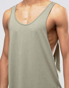 2025 ropa de talla grande personalizada para hombres, chaleco de sisa de caída profunda de talla grande, camiseta sin mangas con dobladillo curvo y cuello redondo de algodón 100% - Product Image 3