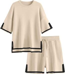 Women's 2 Piece Outfits Matching <b>Lounge</b> Sets for Women Summer Outfits Tracksuit for Women Knit Tops and <b>Shorts</b> - Product Image 4