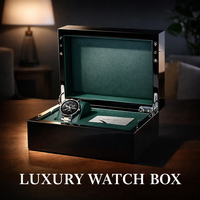 Boîte à montre personnalisée pour homme, boîte d'emballage de montre en cuir de luxe avec insert en coussin pour la présentation de cadeaux de marque, boîte de montre de luxe