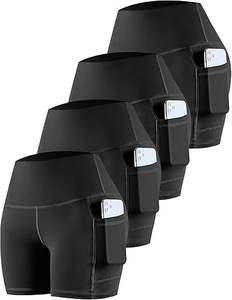 Short de motard pour femme avec poches Taille haute Contrôle du ventre Spandex Workout Yoga Athletic Gym Shorts - Product Image 1