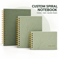 Cuaderno Espiral Botánico Personalizado LABON, Cubierta Texturizada, Logotipo en Relieve Dorado, Páginas en Blanco, Encuadernación con Alambre Dorado