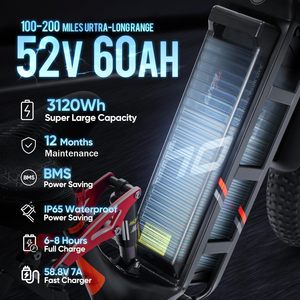 Bici elettrica Juliet Pro II per adulti di picco 5200W bici elettrica a doppio motore fino a 43mph, 70AH/60AH 220 + miglia a lungo raggio Ebike - Product Image 3