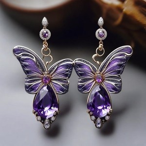 ต่างหูห้อยชุบทองสำหรับงานแต่งงานผู้หญิงเครื่องประดับแฟชั่นคริสตัล - Product Image 2