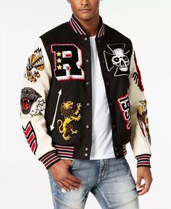 Chaqueta Varsity de Invierno para Hombre, Fabricada por OEM/ODM, 100% Algodón, Mangas Personalizadas, Chaqueta Universitaria de Béisbol con Letras Bordadas, Cierre Frontal, Venta al Por Mayor - Product Image 1