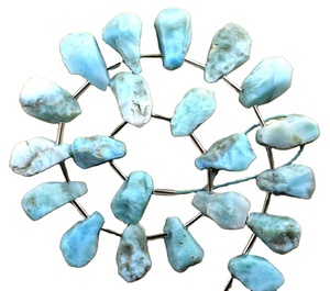 อัญมณี Larimar ธรรมชาติ21ชิ้น,รูปร่างไม่สม่ำเสมอไม่ผ่านการดูแลด้านบนเจาะเครื่องประดับทำขายส่ง - Product Image 1