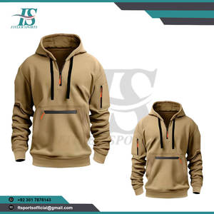 เสื้อสเวตเตอร์แบบสวมหัวมีฮู้ดมีซิปมีหลายกระเป๋าสำหรับผู้ชาย - Product Image 3