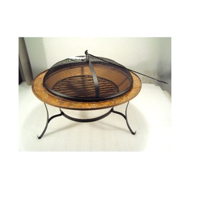 iron Fire Pit Mosaic on <b>Bowl</b> Border for Outdoor Garden Use - Product Image 1