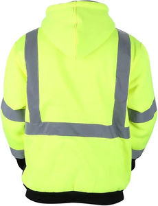 Veste de sécurité réfléchissante haute visibilité ANSI Classe 3 en gros, sweat à capuche en polaire pour homme, fermeture éclair, vêtements de travail, jaune noir, isolé, EPI, OEM - Product Image 2
