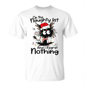 Sur la liste des gaisseries, je ne regrette rien, t-shirt avec lumières de Noël motif chat - Product Image 2