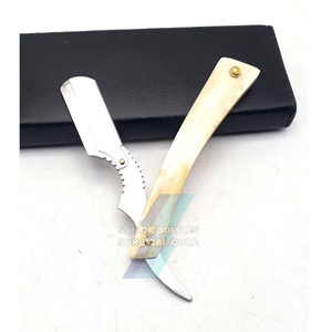 มีดโกนหนวดแบบตรงด้ามเหล็กคุณภาพสูงมีดโกนแบบปรับแต่งโลโก้ช่างตัดผม - Product Image 1