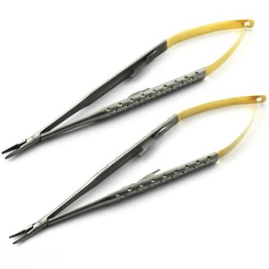 Castroviejo 140mm Porte-aiguille de qualité supérieure Manuel allemand en acier inoxydable avec poignées dorées Pointe TC Certifié CE - Product Image 6