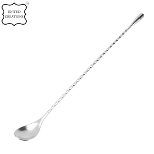 Cuchara larga de cóctel de metal de acero inoxidable con logotipo personalizado con herramientas de barra de perilla - Product Image 3