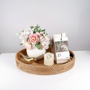 Vietnam Bambou Rond Plateaux Prix Usine À La Main Écologique Plateau de Service avec Bordure En Rotin pour Restaurant et Hôtel-SR2074 - Product Image 4