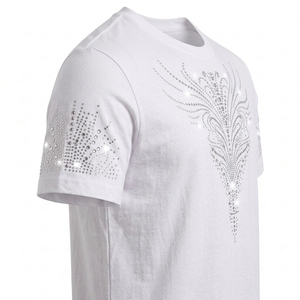 T-shirt à manches courtes pour homme Index Apparel, motif strass blanc, coupe classique, col rond, jersey décontracté en coton - Product Image 5