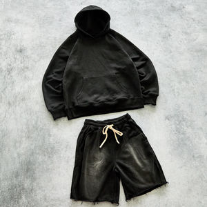 2024ชุดเสื้อมีฮู้ดและกางเกงจ็อกเกอร์สำหรับผู้ชายชุดใส่อยู่บ้านแบบสวมหัวลำลองชุดรวมชุดสั้นสำหรับผู้ชาย - Product Image 1