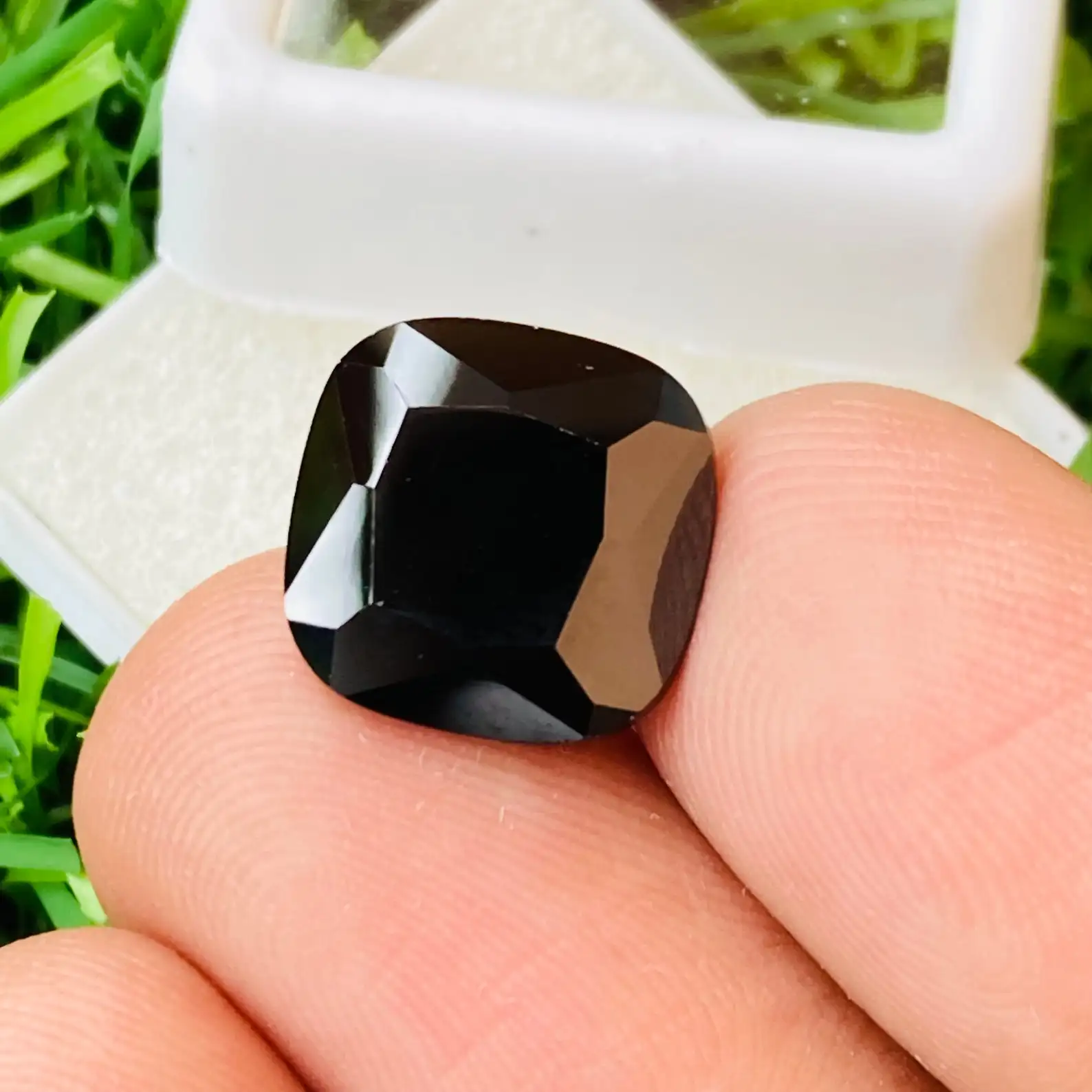 100% safir hitam Natural kualitas tinggi batu permata longgar cincin atas ukuran cincin batu permata bantal bentuk ukuran untuk semua usia acara permata