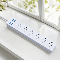 6 Outlet 4 USB Port pelindung lonjakan cahaya Strip daya 10A ekstensi plastik soket penutup peralatan rumah soket keselamatan