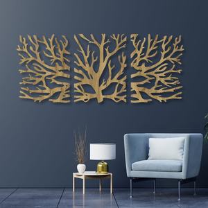 Tres paneles Art Deco Tríptico de madera Decoración de pared Colgante de pared de madera hecho a mano - Product Image 5