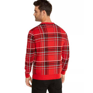 Maglione da Uomo Charter Club Extra Large a Quadri Rossi con Stampa Familiare, Lavorato a Mano in Cashmere per la Stagione Autunno-Inverno - Product Image 2