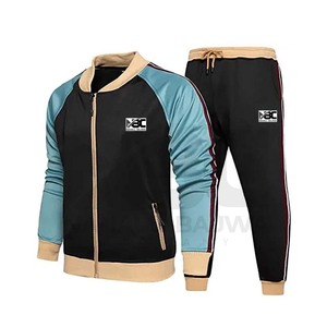 Survêtement 2 pièces à fermeture éclair avec logo personnalisé pour hommes ensemble de survêtements ensemble de vêtements de sport à la mode approvisionnement en gros en polaire personnalisable - Product Image 1