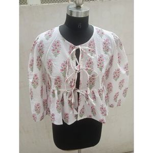 Top en coton à col haut pour femme-Vêtements d'extérieur en rayonne vintage avec décoration en dentelle Disponible en tailles XL 3XL 4XL Style décontracté - Product Image 1