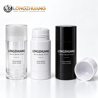 Mini conteneur vide pour déodorant 15g, double couvercle, remplissage par le bas, mécanisme rotatif, emballage cosmétique en plastique noir et blanc