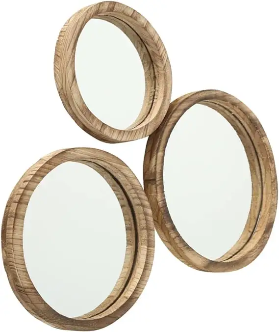 Porthole Espelho Trio e 13 polegadas diâmetro vidro e madeira sustentável por Whole House Worlds