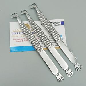 Pinzas de pestañas personalizadas de acero inoxidable sostenible, volumen de arranque de 90 grados con punta de fibra, Etiqueta Privada, logotipo OEM - Product Image 4