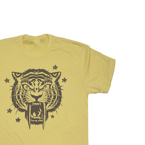 <b>Men's</b> Yellow Tiger Print Short Sleeve T-Shirt Oversized Fit O-Neck Casual Jersey Cotton 100% Cotton Quick Dry Digital Printed - Product Image 4