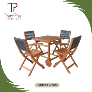 Hoàn Chỉnh Thiết Lập Rắn Gỗ Phong Cách Ngoài Trời Đồ Nội Thất Sân Vườn Bàn Ghế Gói Miếng Cho Cà Phê Cửa Hàng Nhà Hàng Thanh Nhà Hàng Biệt Thự - Product Image 5