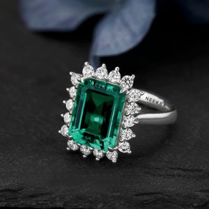 8*11 mm Emerald Cut Lab Grown Emerald 10K Solid Gold Ring For Women Solitaire Engagement Ring Handmade Solitaire Gold Ring - Product Image 3