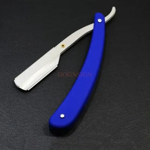 Blue Handle Stainless Steel <b>Single</b> <b>Blade</b> Straight <b>Razor</b> for Barber Shop Body Bikini Face Shaving - Product Image 1