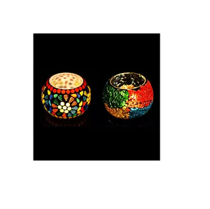 Bougeoir en verre Design frais coloré thème moderne multi-taille verre mosaïque photophore pour la décoration de la maison - Product Image 3