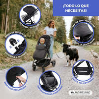 Mobiclinic Poussette pliable taille I 3-en-1 avec filtre UV50 + moustiquaire et housse de pluie gris foncé Poids maximum 22kg Conception à 4 roues