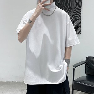 Camiseta corta de algodón 100% de calidad de lujo para hombre, ropa de calle de gran tamaño con hombros caídos, logotipo personalizado estampado, diseño liso - Product Image 1