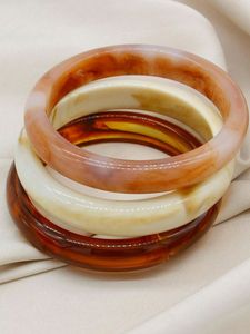 Bijoux vintage de créateur pour femmes Bracelet en résine géométrique épais style bohème Bracelet acrylique irrégulier en marbre ambre pour cadeau - Product Image 6