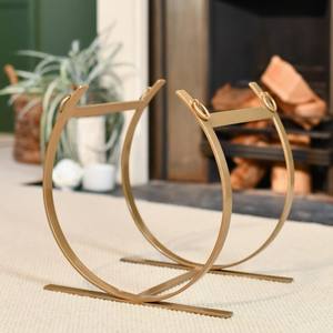 Support en bois demi-rond en métal avec fini enduit de poudre d'or parfait pour le stockage de bûches en bois accessoires d'extérieur ménagers - Product Image 5