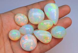 Lote de piedras preciosas de cabujón de ópalo etíope-Lote de ópalo de forma mixta-Ópalo llamativo de arcoíris de gran tamaño Welo-Piedras brillantes sueltas lisas - Product Image 5