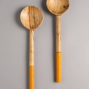 Ensemble de cuillères de service en bois d'acacia et résine, logo personnalisé, antiadhésif, écologique, ustensiles de cuisine, ensemble de cuisine, vente chaude - Product Image 2