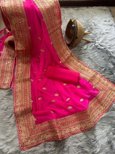 Dernière tendance Exclusive Fancy Bridal Party Wear Ethnique élégant Indien Boutique Designer Ethnic Wear Broderie Saree Sari - Product Image 5