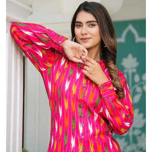 Ensemble coordonné pour femme imprimé Ikat rose au-dessus du genou Tenue deux pièces Commande minimum 2 pièces Taille 2XL - Product Image 5