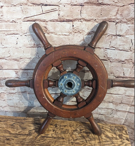 Trendy Early 20th Century Wood <b>Ship</b> <b>Wheel</b> 17" High Quality Best Nautical <b>Ship</b> <b>Wheel</b> Handmade Decor - Product Image 2