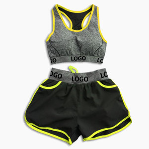 Ensemble de yoga pour femmes à séchage rapide avec logo personnalisé couleurs vêtements de sport respirants comprenant soutien-gorge et short fermeture à cordon de serrage - Product Image 3