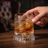 Ensemble de verres à whisky en cristal rotatif de 9 oz de qualité supérieure avec logo personnalisé, dans un coffret cadeau, pour le bourbon, le scotch et les cocktails