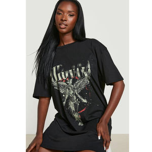 ชุดเดรสเสื้อยืดลายกราฟิกสำหรับผู้หญิง, ใหม่เสื้อมีหมวกแต่งลายผีเสื้อแขนสั้นขนาดใหญ่พิเศษ - Product Image 5