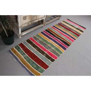 Alfombra de pasillo vintage de 2.5x7.6 pies, alfombra turca, alfombra marroquí roja Kilim - Product Image 3