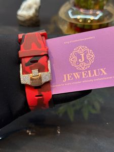 Montre Mossanite de luxe de qualité supérieure pour hommes montre mécanique automatique squelette rouge avec pierres précieuses disponible au prix d'exportation - Product Image 4