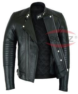Chaqueta de Cuero Estilo Motociclista, Personalizada, de Piel de Vaca y Oveja, con Múltiples Cremalleras - Product Image 2